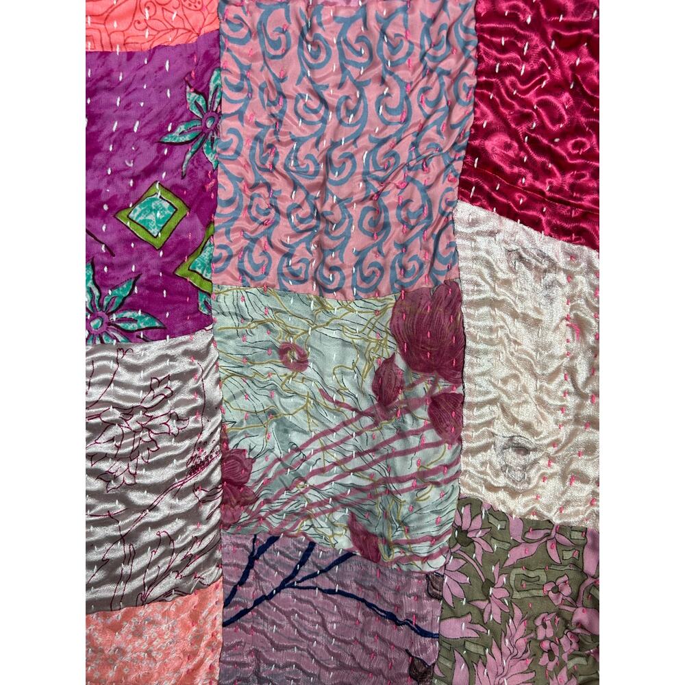 Vintage Boho Patchwork Reversible Jacket Pink Qui… - image 2